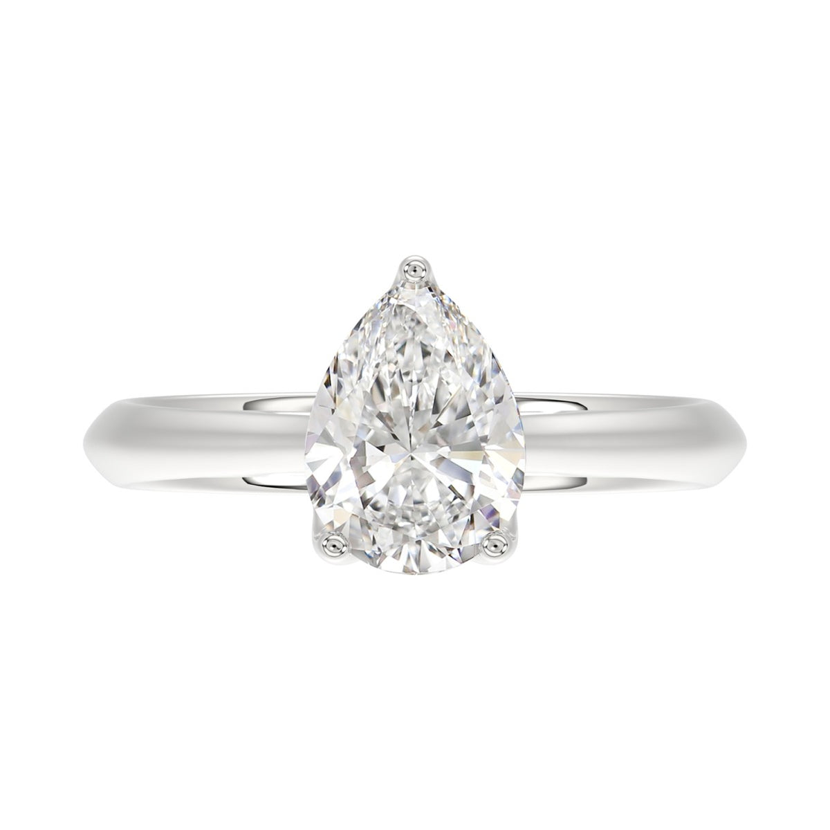LADIES SOLITAIRE RING 2CT PEAR DIAMOND 14K WHITE GOLD