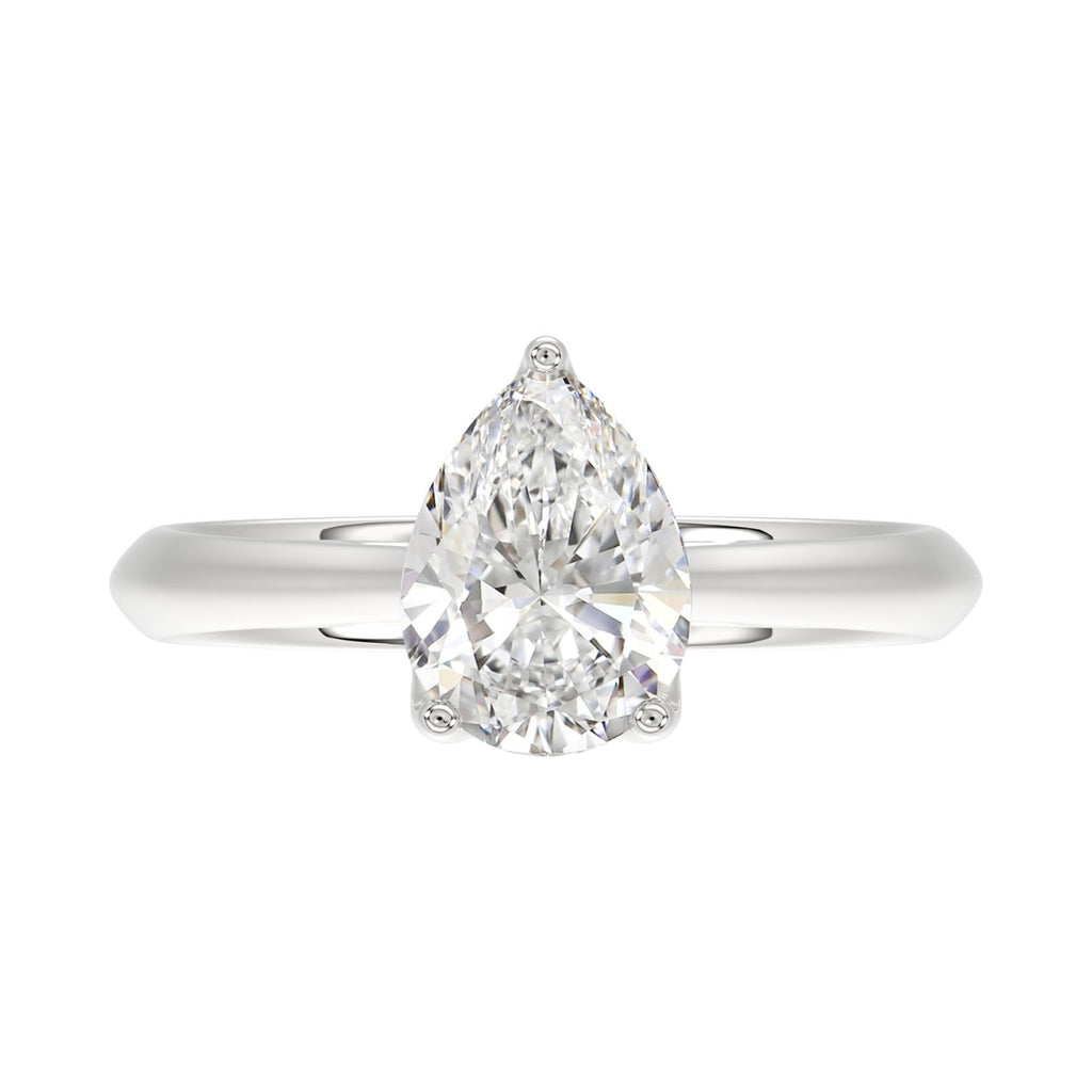 LADIES SOLITAIRE RING 2CT PEAR DIAMOND 14K WHITE GOLD