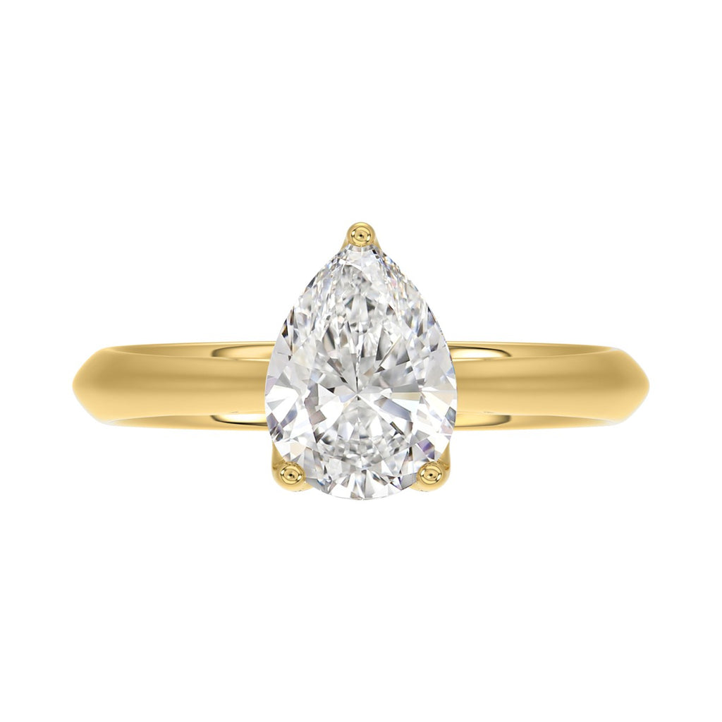 LADIES SOLITAIRE RING 2CT PEAR DIAMOND 14K YELLOW GOLD