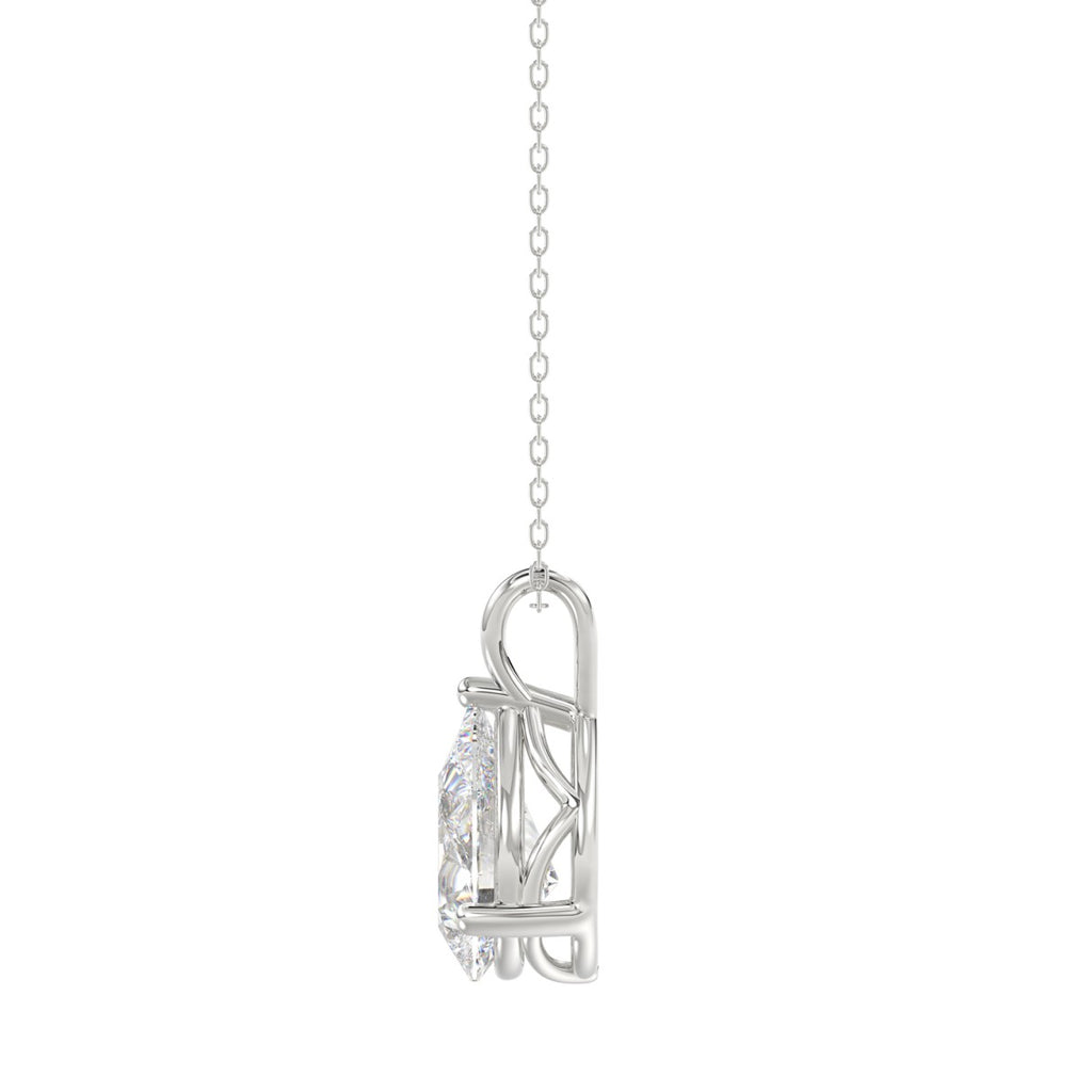 LADIES SOLITAIRE PENDANT WITH CHAIN 2CT PEAR DIAMOND 14K WHITE GOLD