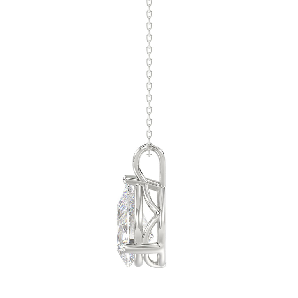 LADIES SOLITAIRE PENDANT 3CT PEAR DIAMOND 14K WHITE GOLD 
