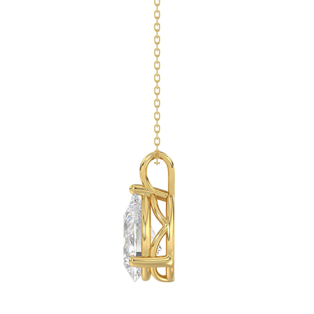 LADIES SOLITAIRE PENDANT 3CT PEAR DIAMOND 14K YELLOW GOLD 