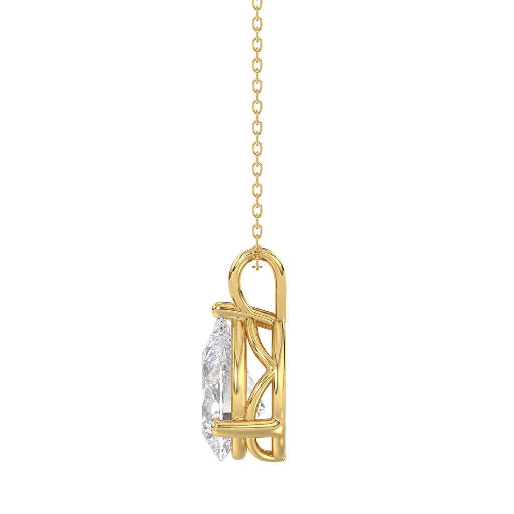 LADIES SOLITAIRE PENDANT 3CT PEAR DIAMOND 14K YELLOW GOLD 