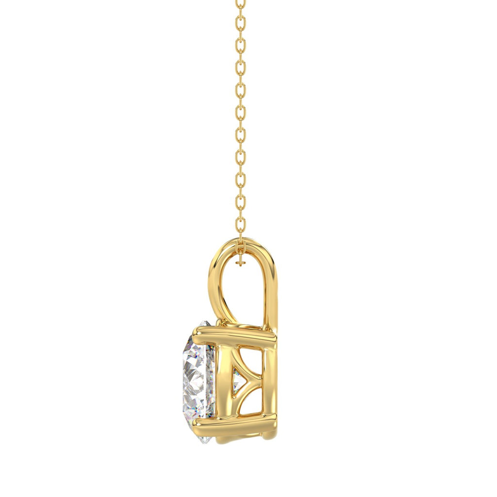 LADIES SOLITAIRE PENDANT 3CT ROUND DIAMOND 14K YELLOW GOLD WITH CHAIN