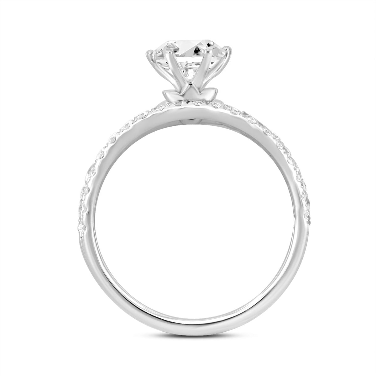 14K WHITE GOLD 1 1/2CT ROUND DIAMOND LADIES BRIDAL SET (CENTER STONE ROUND DIAMOND 1CT)