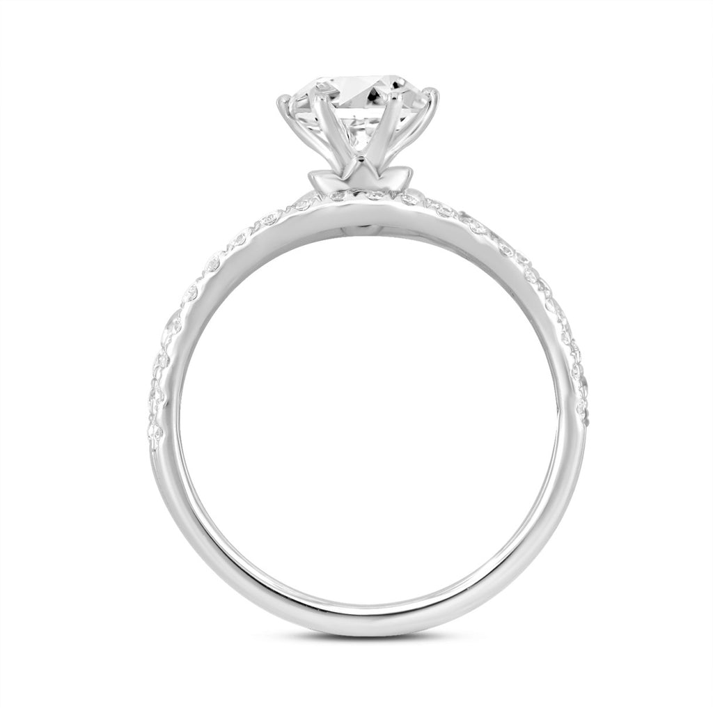 LADIES BRIDAL SET 1 1/2CT ROUND DIAMOND 14K WHITE GOLD (CENTER STONE ROUND DIAMOND 1CT)