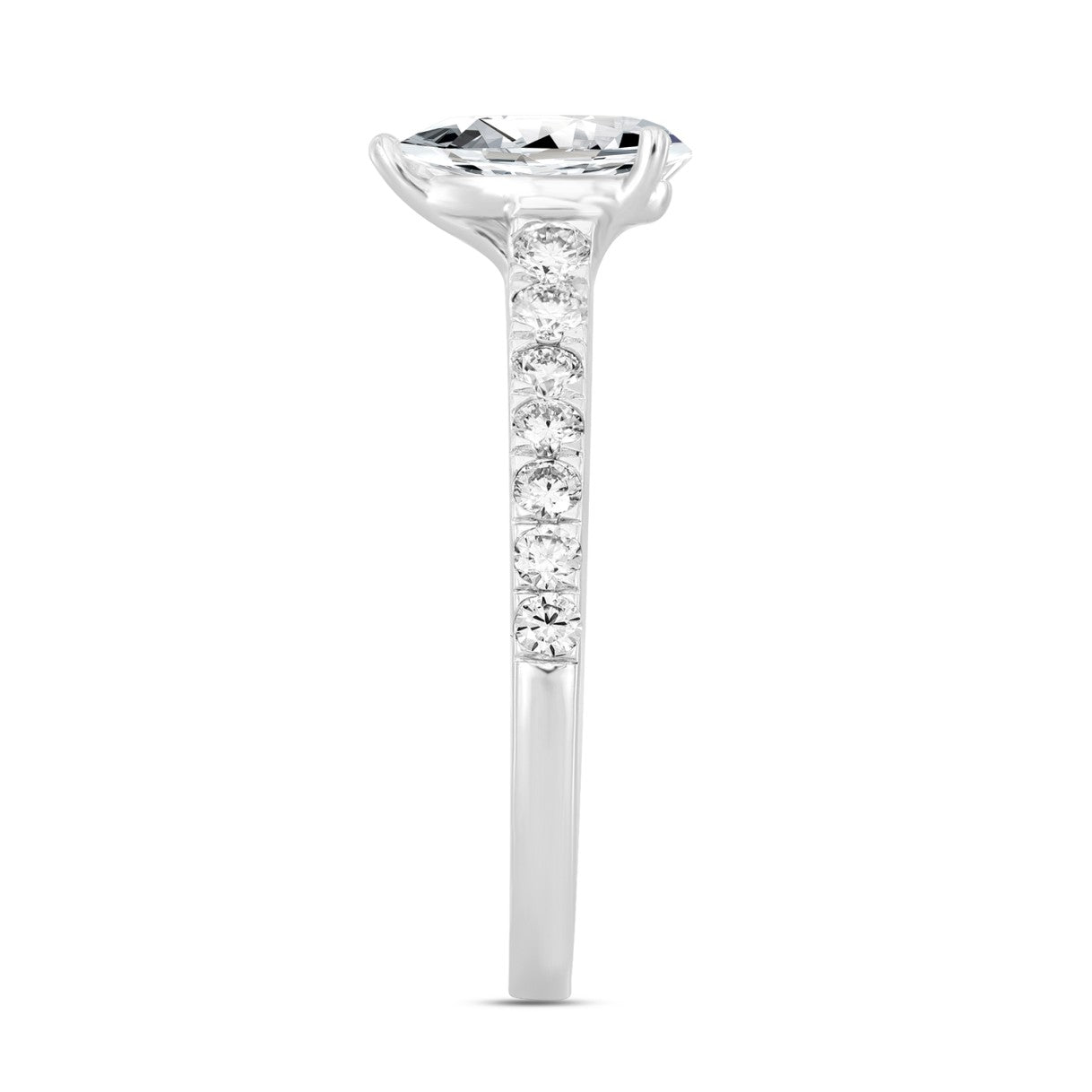 LADIES RING 1 1/2CT ROUND/PEAR DIAMOND 14K WHITE GOLD (CENTER STONE PEAR DIAMOND 1CT)