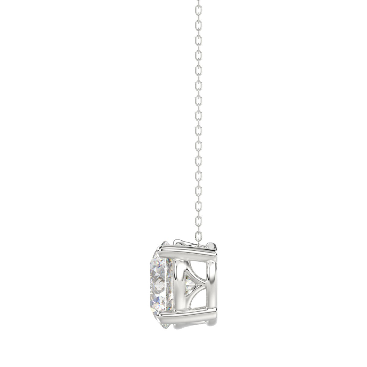 LADIES SOLITAIRE PENDANT WITH UNDER-PASS CHAIN 2.00CT ROUND DIAMOND 14K WHITE GOLD