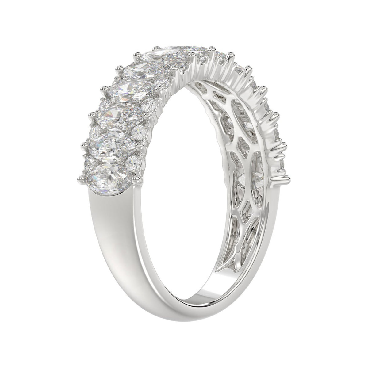 14K WHITE GOLD 1 1/2CT ROUND/MARQUISE DIAMOND LADIES BAND