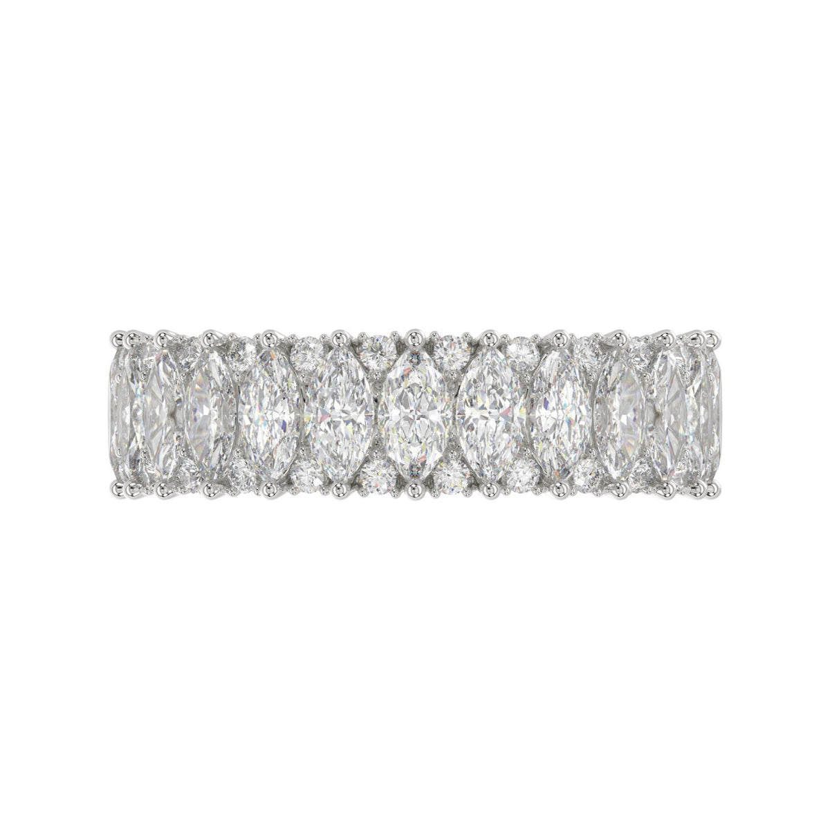 14K WHITE GOLD 1 1/2CT ROUND/MARQUISE DIAMOND LADIES BAND
