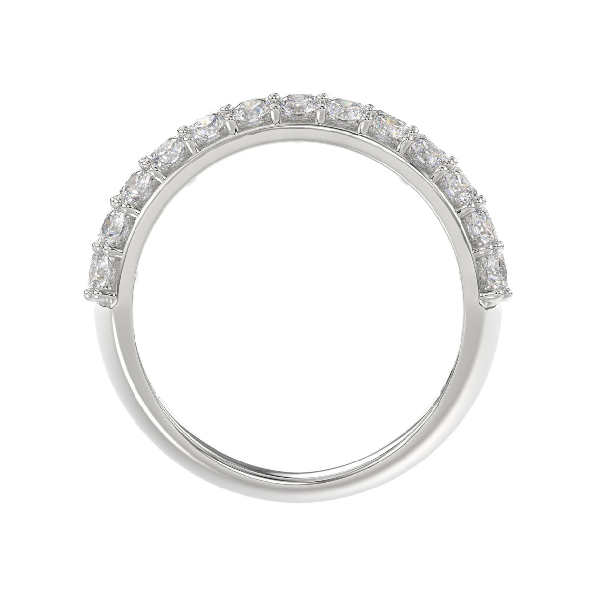 14K WHITE GOLD 2 1/2CT ROUND/EMERALD DIAMOND LADIES BAND