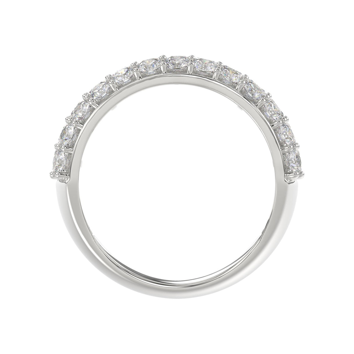 14K WHITE GOLD 2 1/2CT ROUND/EMERALD DIAMOND LADIES BAND