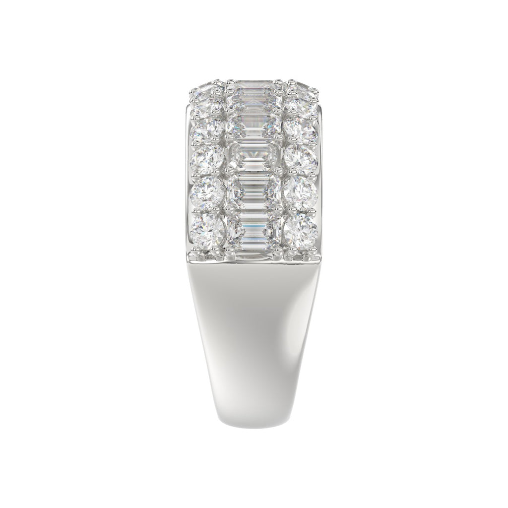 14K WHITE GOLD 2 1/2CT ROUND/EMERALD DIAMOND LADIES BAND