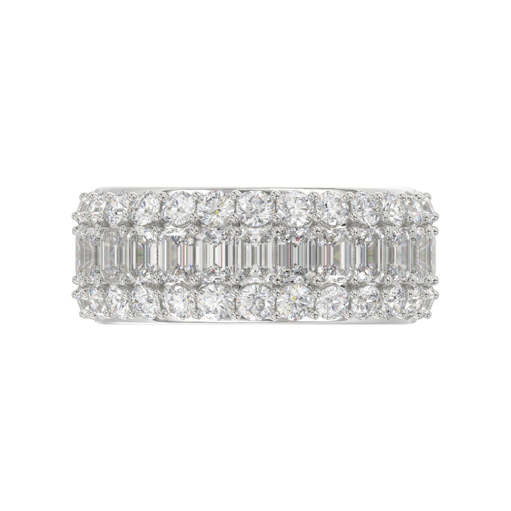 14K WHITE GOLD 2 1/2CT ROUND/EMERALD DIAMOND LADIES BAND