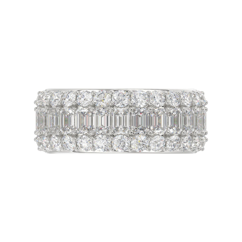 14K WHITE GOLD 2 1/2CT ROUND/EMERALD DIAMOND LADIES BAND