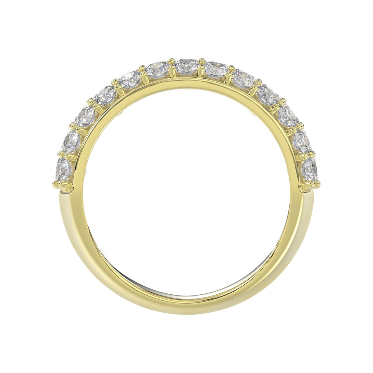 14K YELLOW GOLD 2 1/2CT ROUND/EMERALD DIAMOND LADIES BAND
