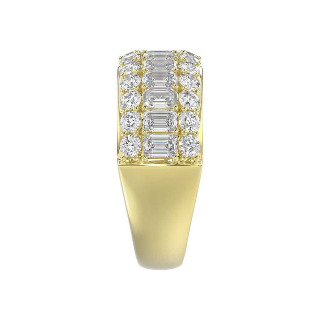 14K YELLOW GOLD 2 1/2CT ROUND/EMERALD DIAMOND LADIES BAND