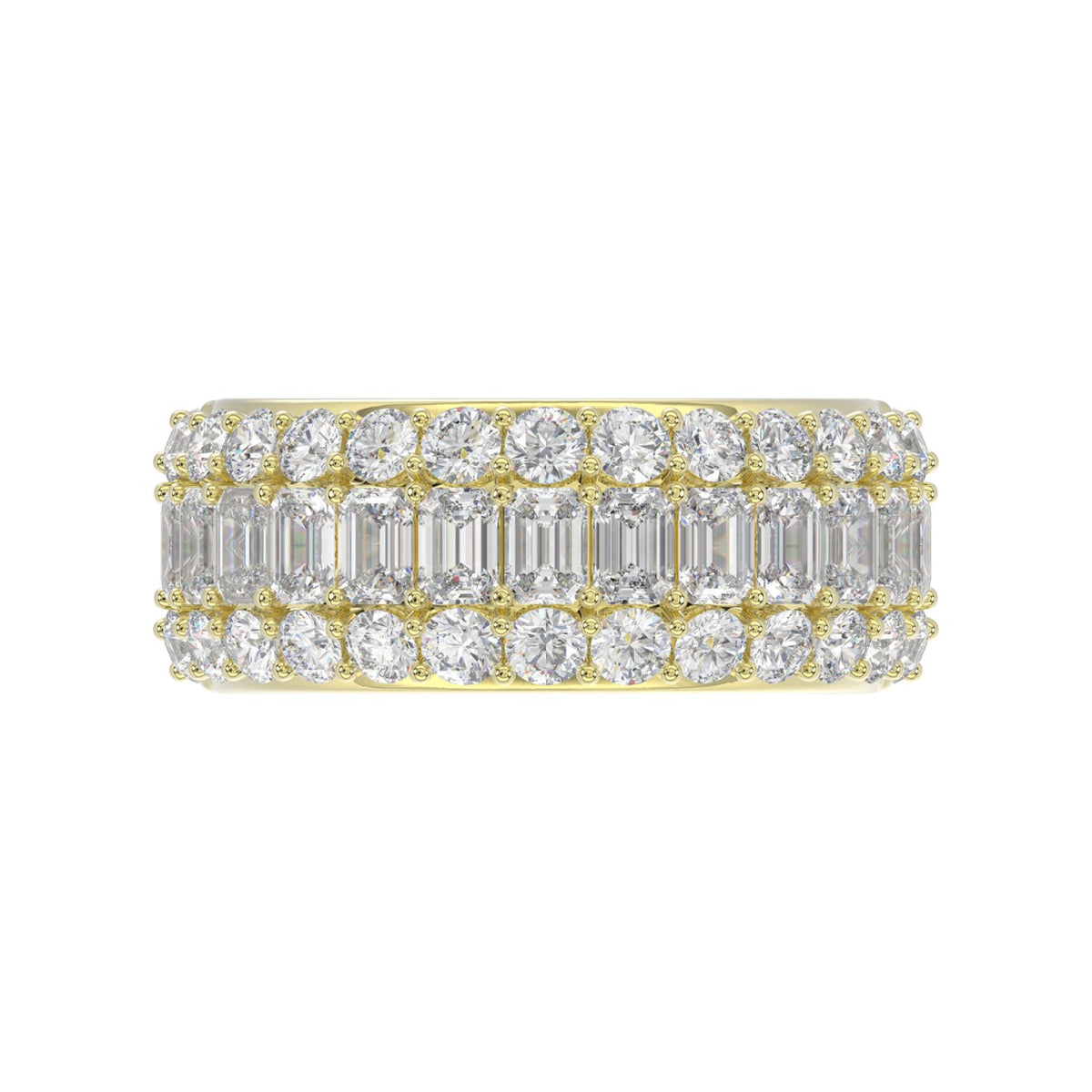 14K YELLOW GOLD 2 1/2CT ROUND/EMERALD DIAMOND LADIES BAND