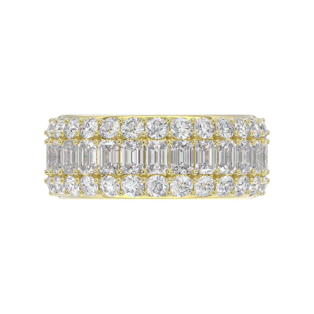 14K YELLOW GOLD 2 1/2CT ROUND/EMERALD DIAMOND LADIES BAND