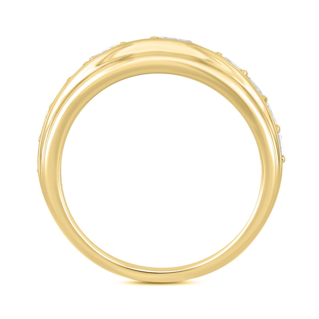 MEN'S BAND 3CT EMERALD DIAMOND 14K YELLOW GOLD