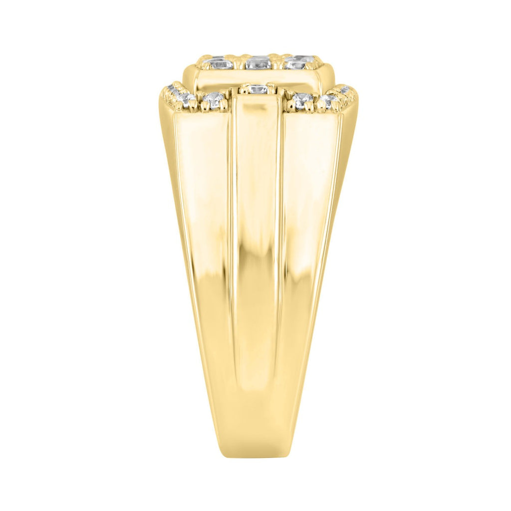 MEN'S RING 1 1/2CT ROUND DIAMOND 14K YELLOW GOLD