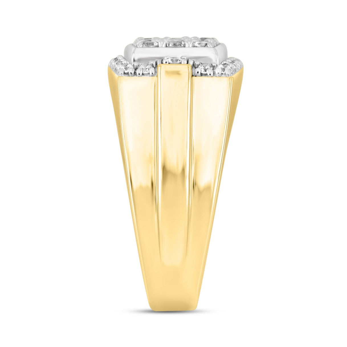 MEN'S RING 1 1/2CT ROUND DIAMOND 14K YELLOW GOLD