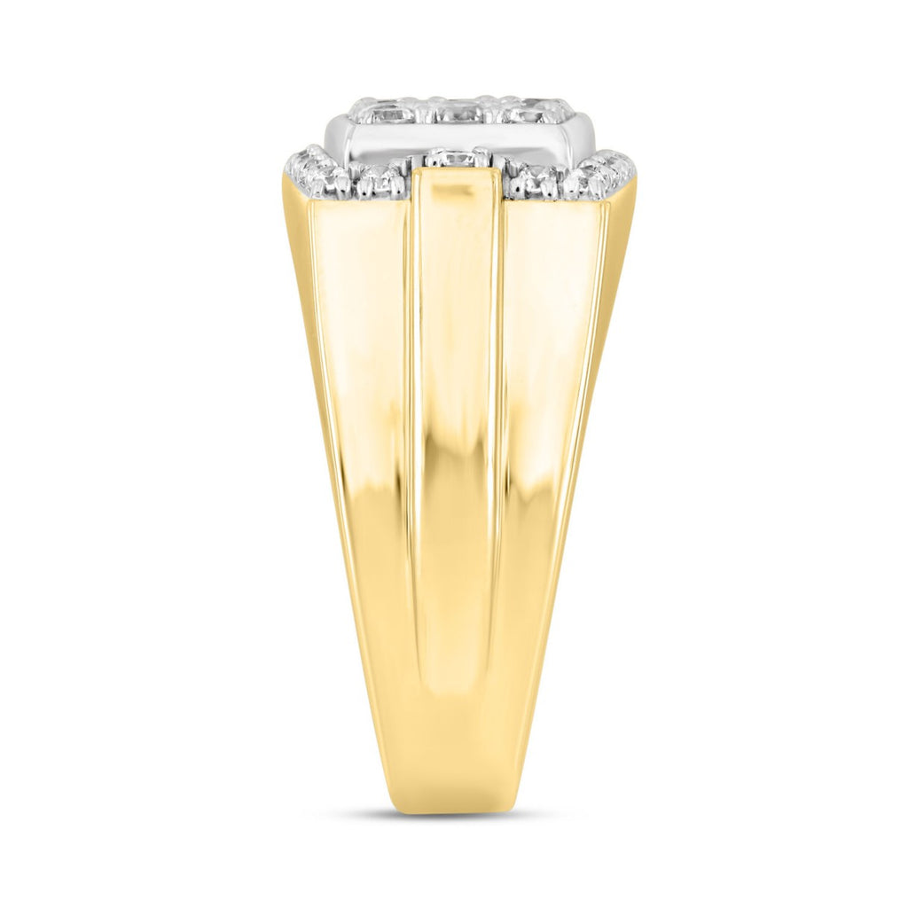 MEN'S RING 1 1/2CT ROUND DIAMOND 14K YELLOW GOLD
