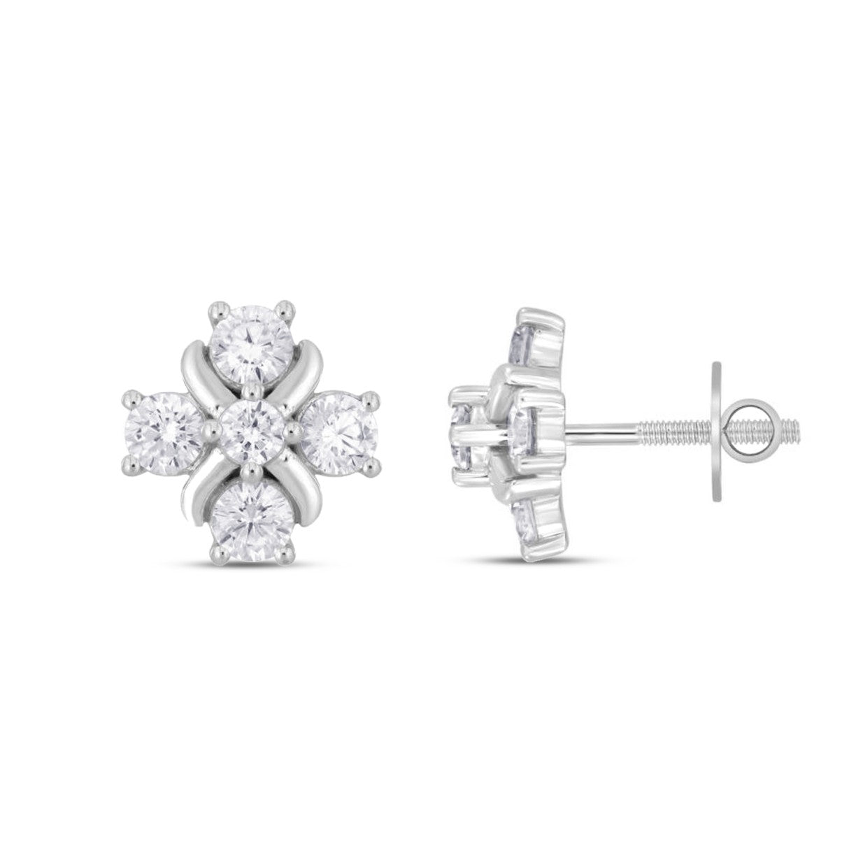 14K WHITE GOLD 1 1/2CT ROUND DIAMOND Men's EARRINGS 