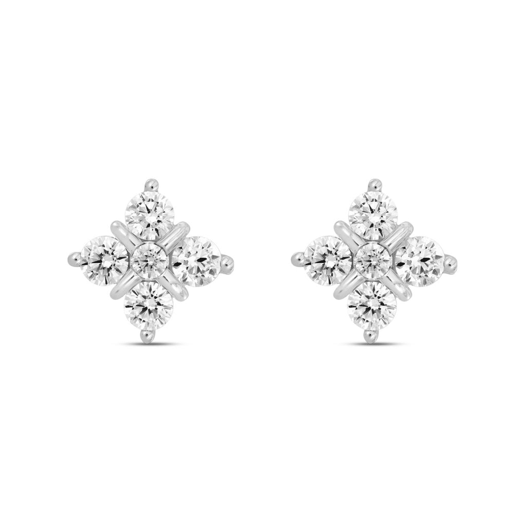 14K WHITE GOLD 1 1/2CT ROUND DIAMOND LADIES EARRINGS 