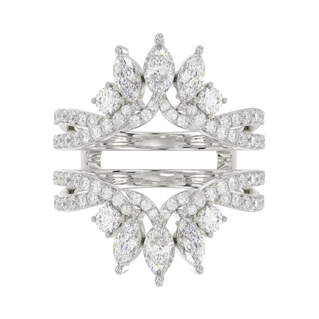 LADIES WRAP RING 2CT ROUND/MARQUISE DIAMOND 14K WHITE GOLD