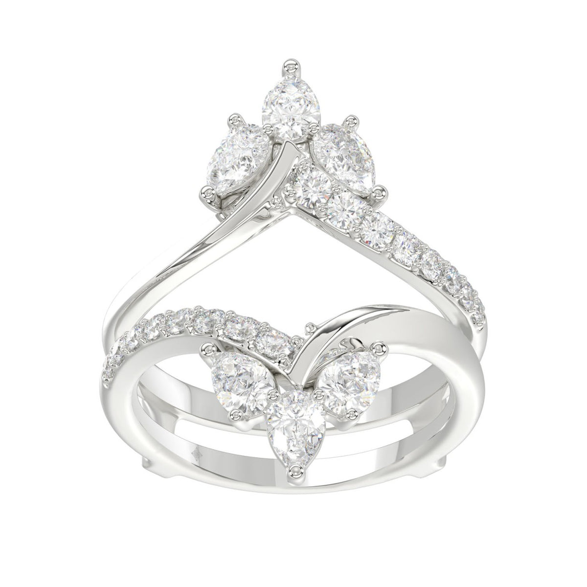 14K WHITE GOLD 1 1/4CT ROUND/PEAR DIAMOND LADIES WRAP RING