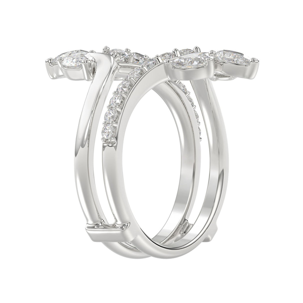 14K WHITE GOLD 1 1/4CT ROUND/PEAR DIAMOND LADIES WRAP RING