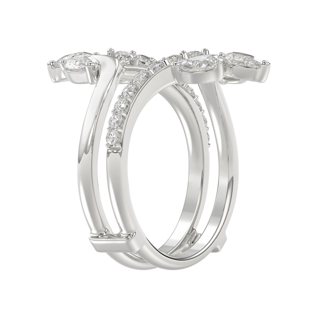 14K WHITE GOLD 1 1/4CT ROUND/PEAR DIAMOND LADIES WRAP RING