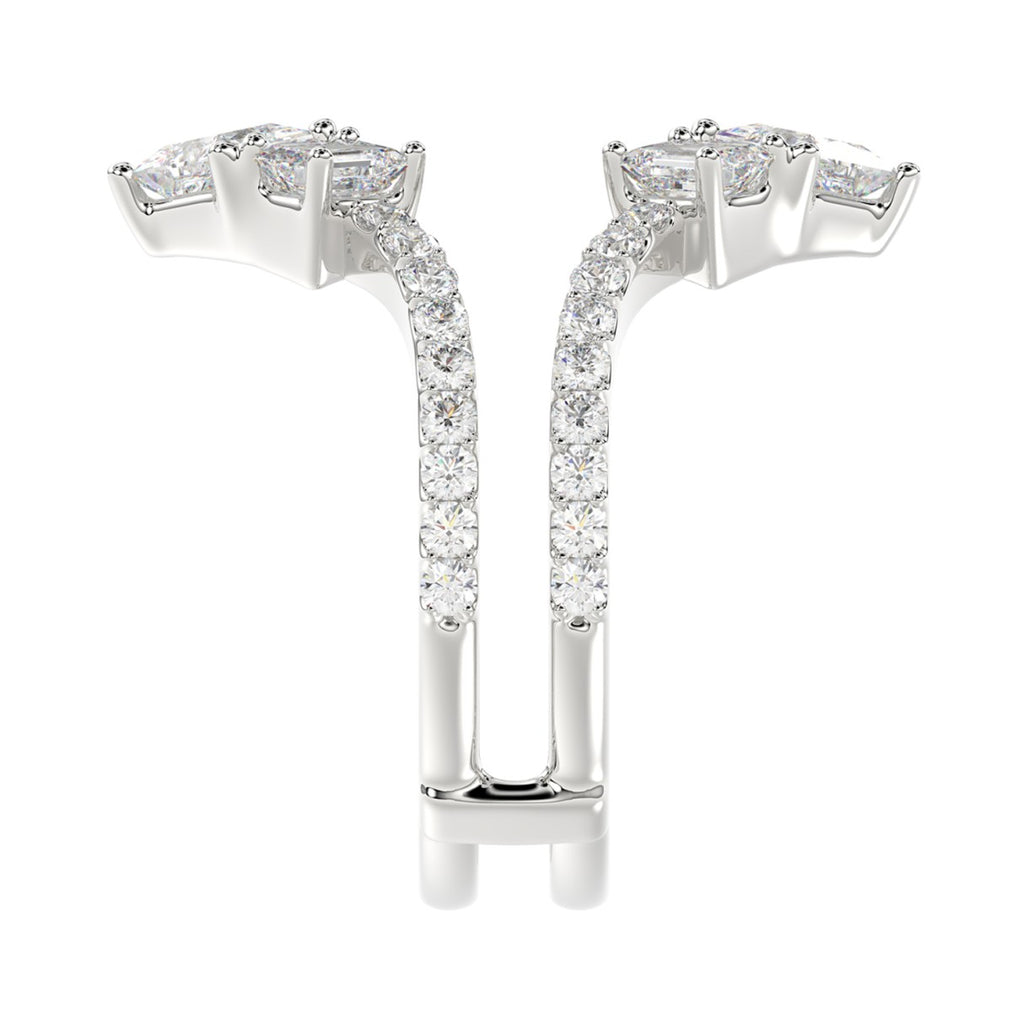 LADIES ENHANCERS RING 1 3/4CT ROUND/PRINCESS/EMERALD DIAMOND 14K WHITE GOLD