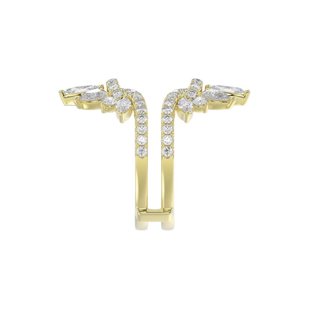 LADIES ENHANCERS RING 2 1/4CT ROUND/PEAR/MARQUISE DIAMOND 14K YELLOW GOLD