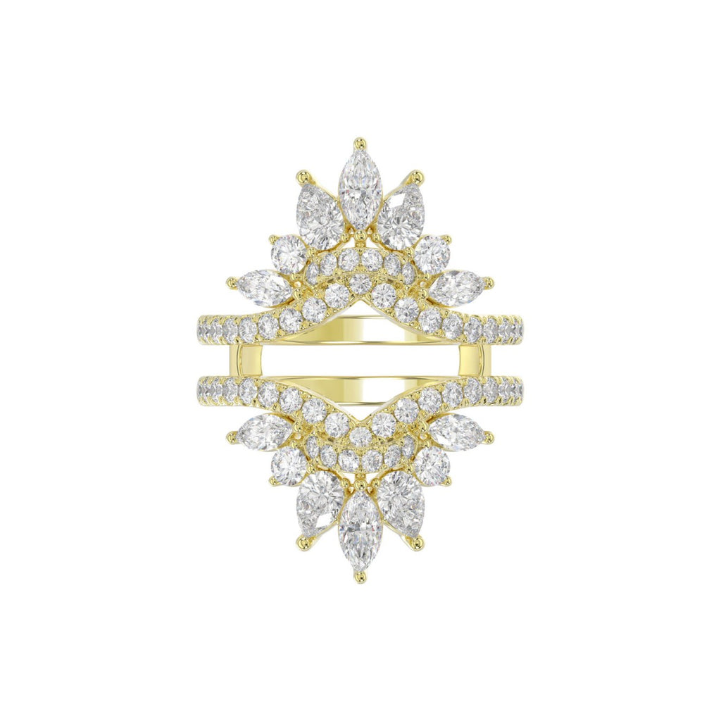 LADIES ENHANCERS RING 2 1/4CT ROUND/PEAR/MARQUISE DIAMOND 14K YELLOW GOLD