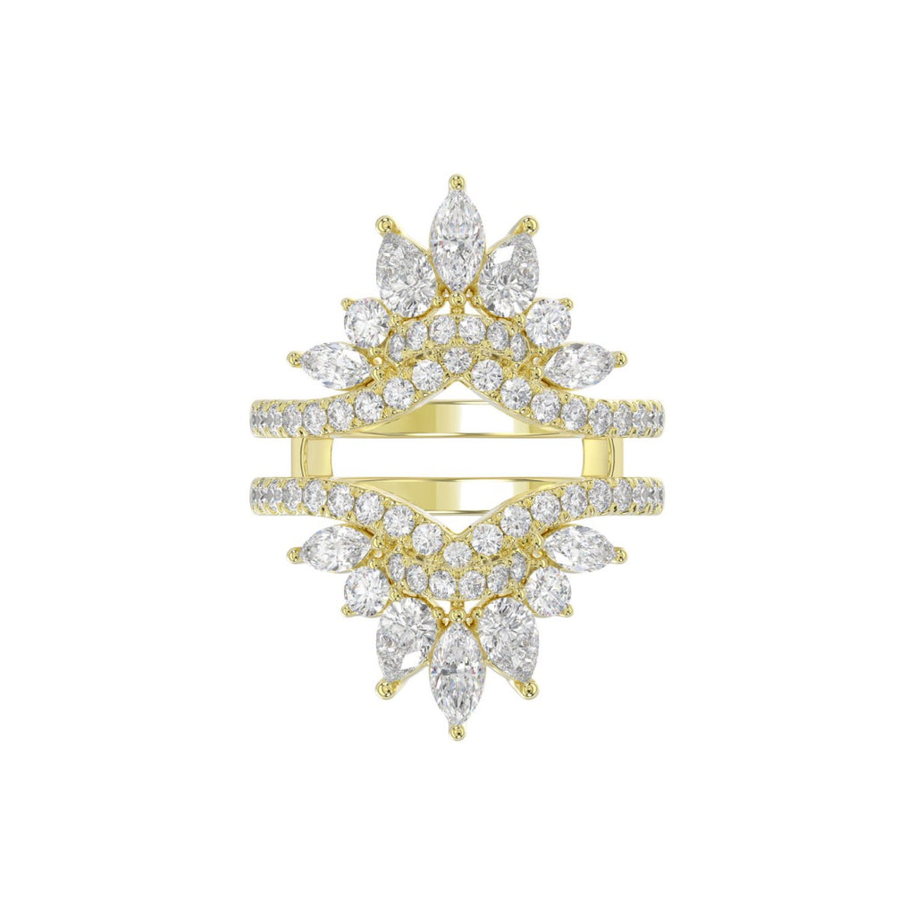 LADIES ENHANCERS RING 2 1/4CT ROUND/PEAR/MARQUISE DIAMOND 14K YELLOW GOLD