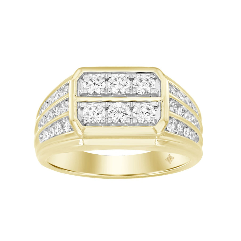 MEN'S RING 1 1/4CT ROUND DIAMOND 14K YELLOW GOLD