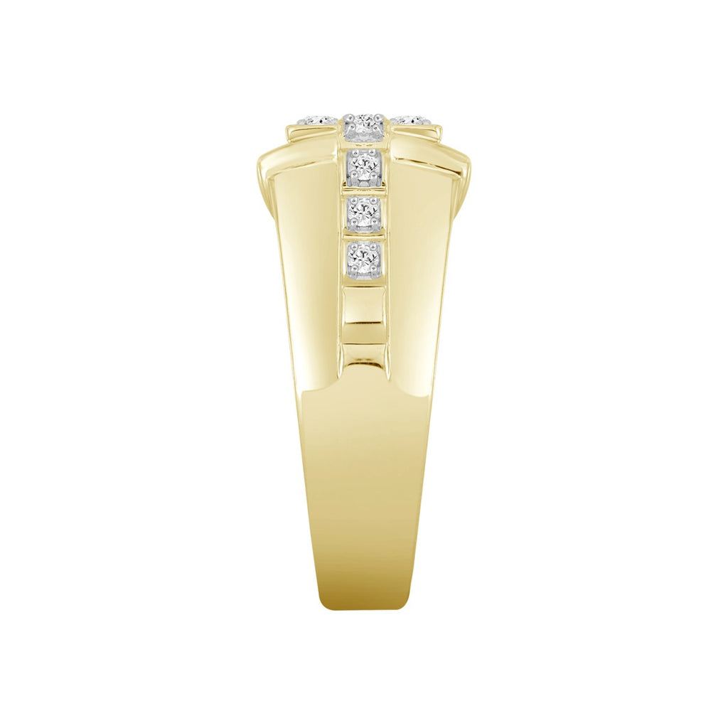 MEN'S RING 1/2CT ROUND DIAMOND 14K YELLOW GOLD