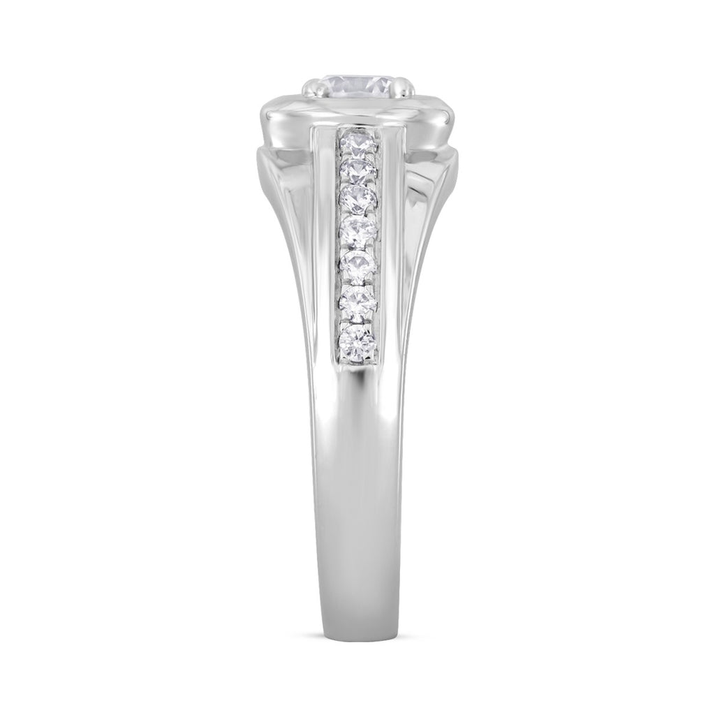 14K WHITE GOLD 3/4CT ROUND DIAMOND MEN'S RING