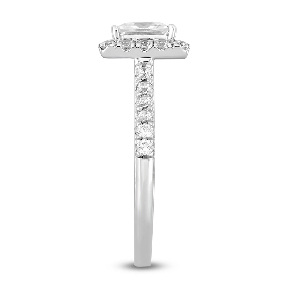 LADIES RING 1 1/2CT ROUND/PRINCESS DIAMOND 14K WHITE GOLD (CENTER STONE PRINCESS DIAMOND 1CT)