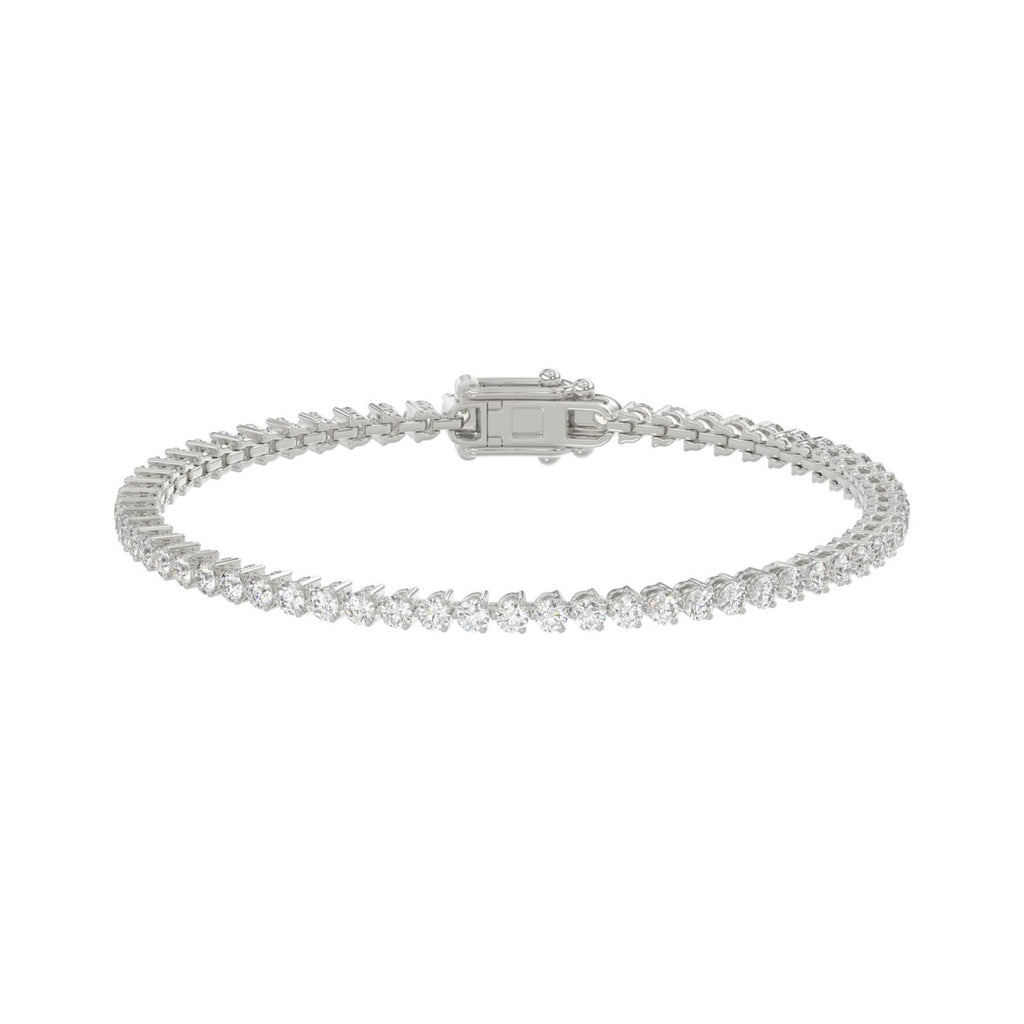 LADIES BRACELET 3CT ROUND DIAMOND 14K WHITE GOLD