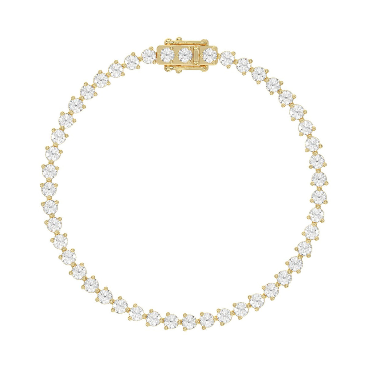 LADIES BRACELET 5CT ROUND DIAMOND 14K YELLOW GOLD