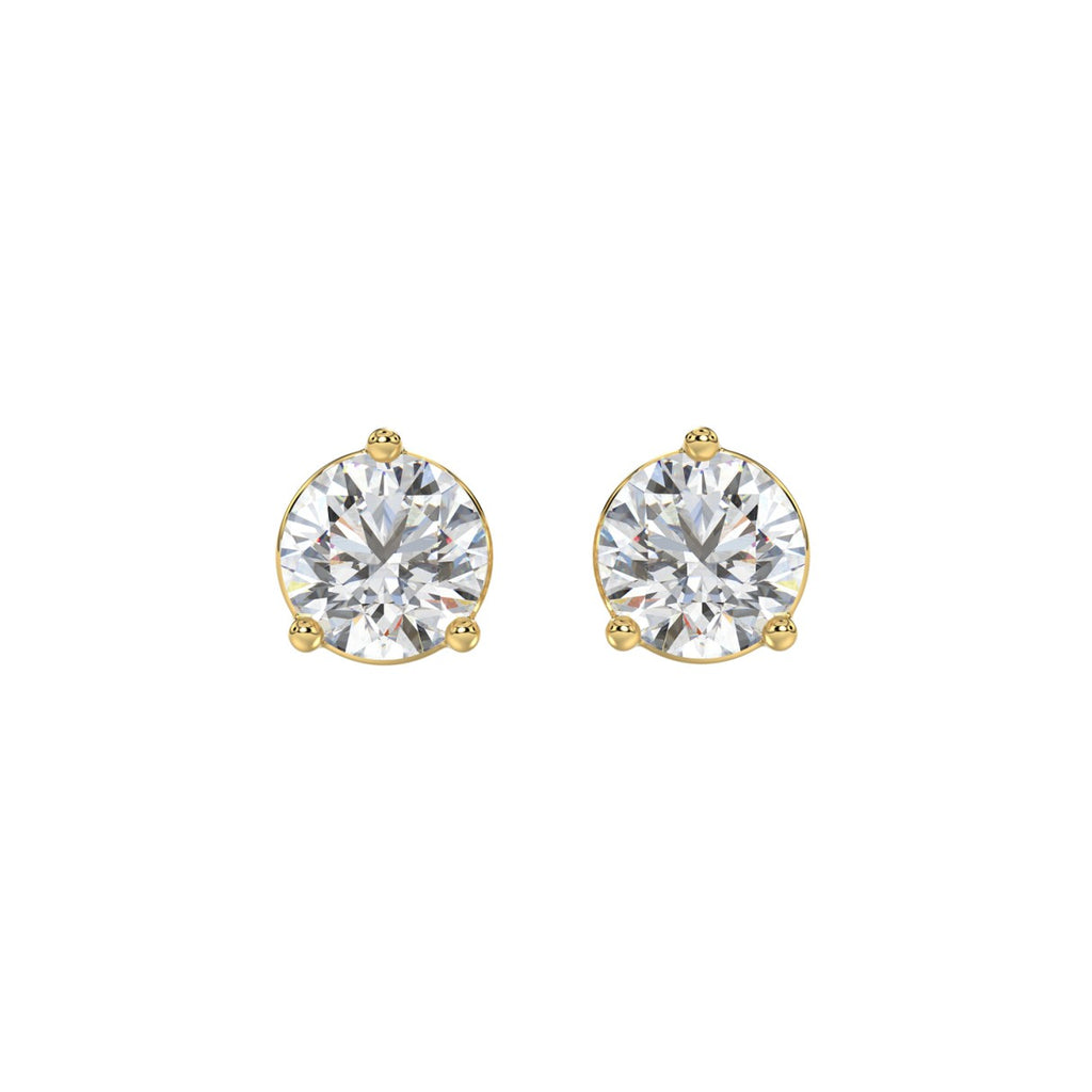 14K YELLOW GOLD 3CT ROUND DIAMOND LADIES SOLITAIRE EARRINGS (CENTER STONE  ROUND DIAMOND 1 1/2CT)