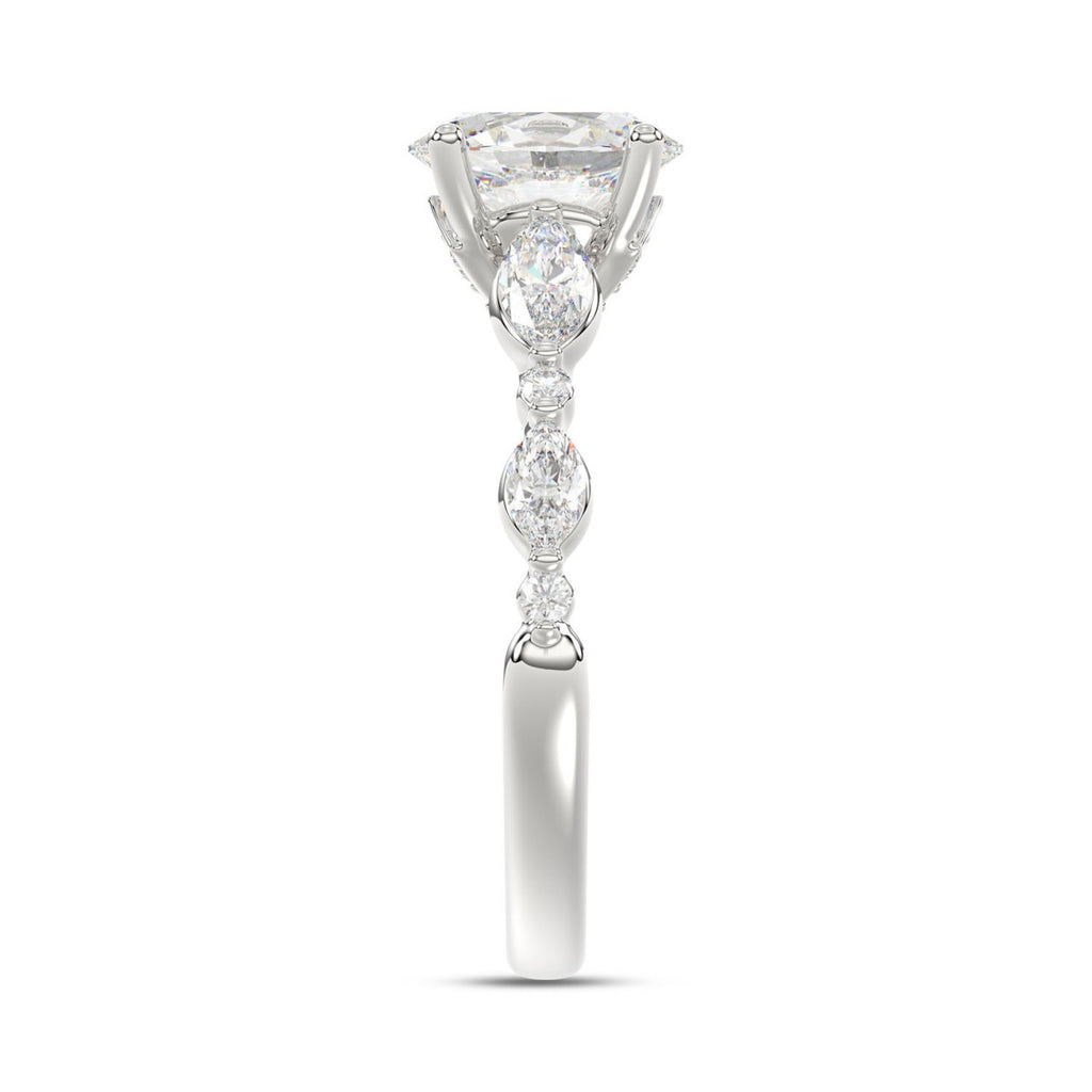 14K White Gold Oval Diamond Ring 1 1/2Ct With Round &amp; Marquise Side Diamonds 1.00Ct Center Stone Oval Diamond For Women Fine Jewelry Gift For Her (Color F-G Clarity Vs1/Vs2)