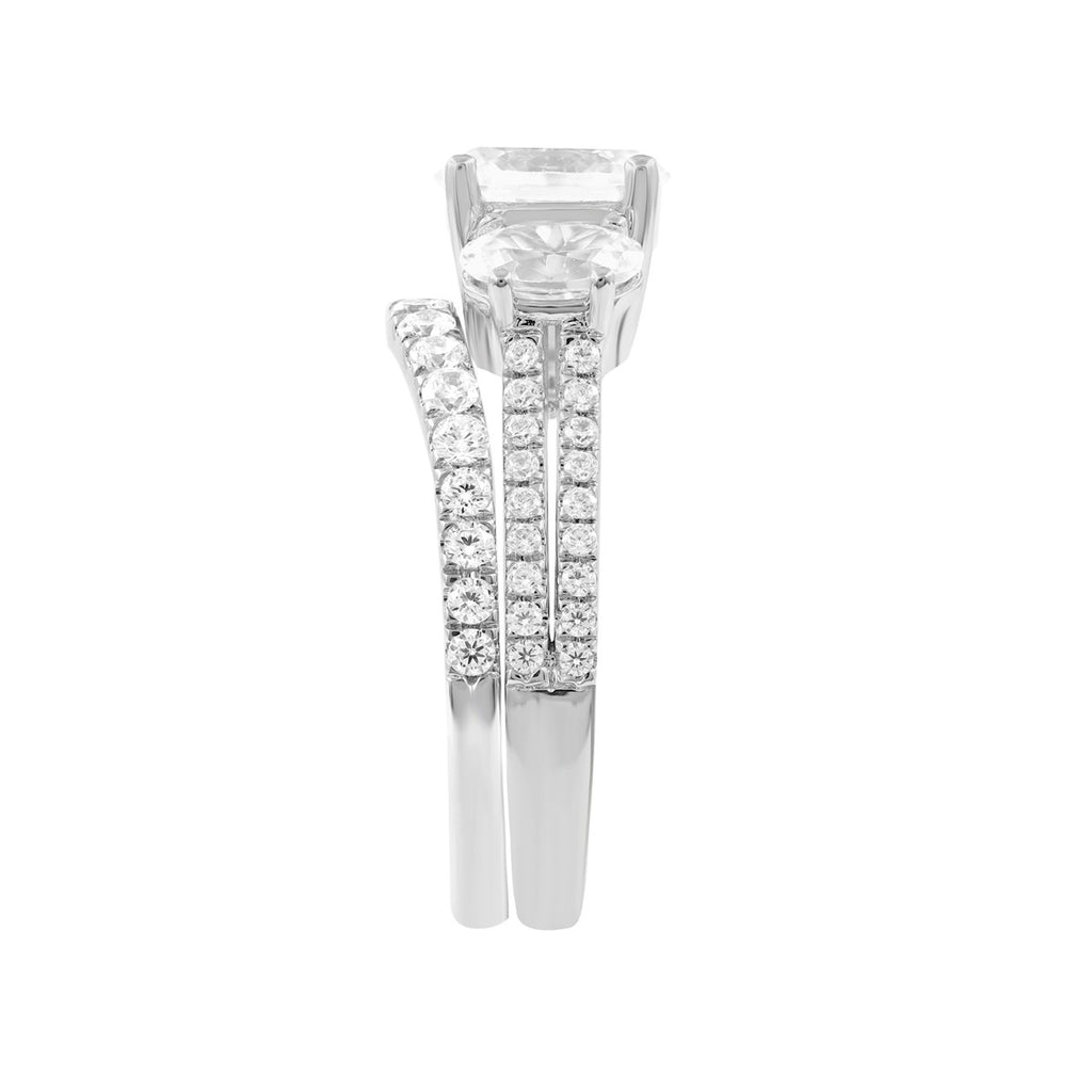 14K WHITE GOLD 2 3/8CT ROUND/OVAL DIAMOND LADIES BRIDAL SET (CENTER STONE OVAL DIAMOND 1CT)