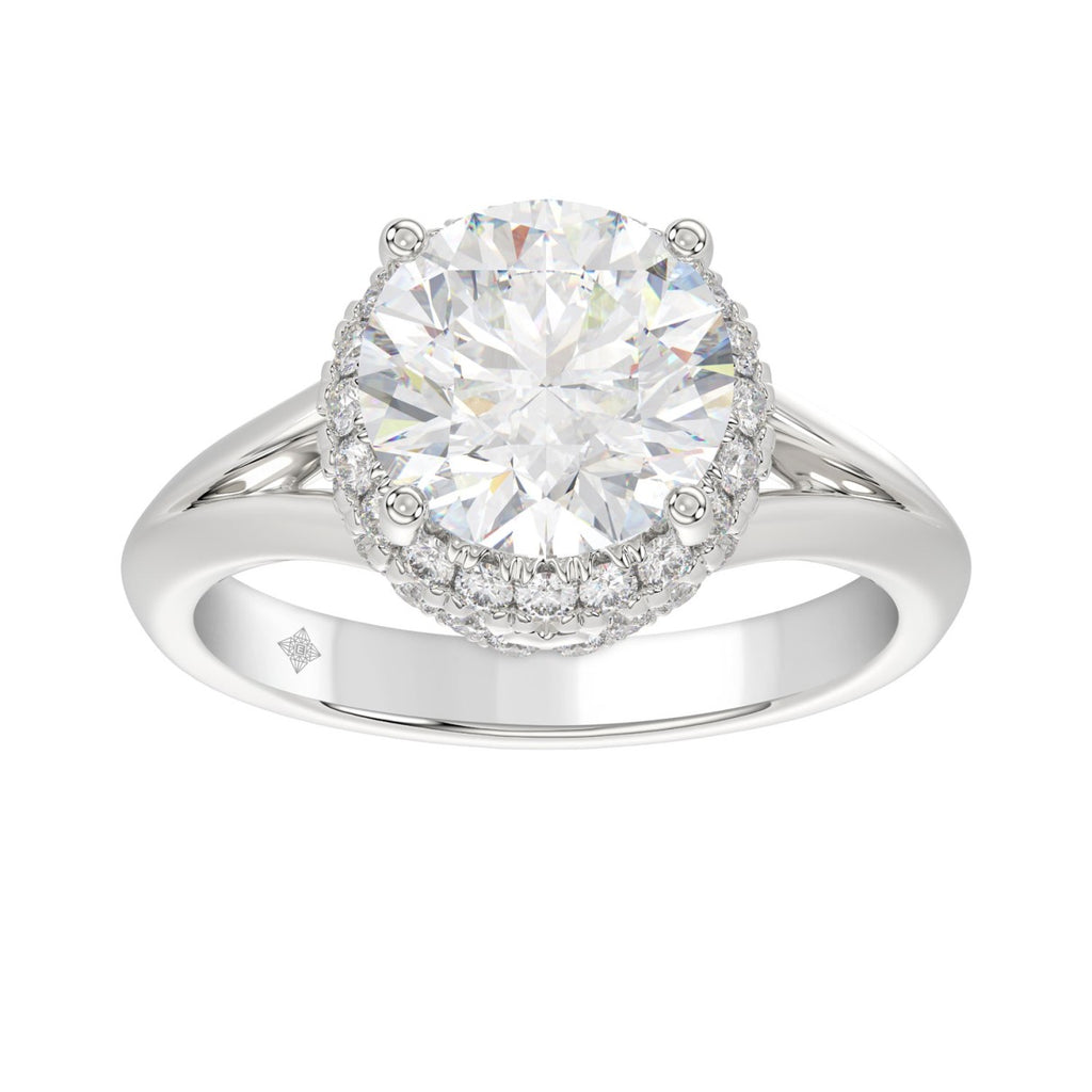 LADIES RING 3 3/8CT ROUND DIAMOND 14K WHITE GOLD (CENTER STONE ROUND DIAMOND 3CT )