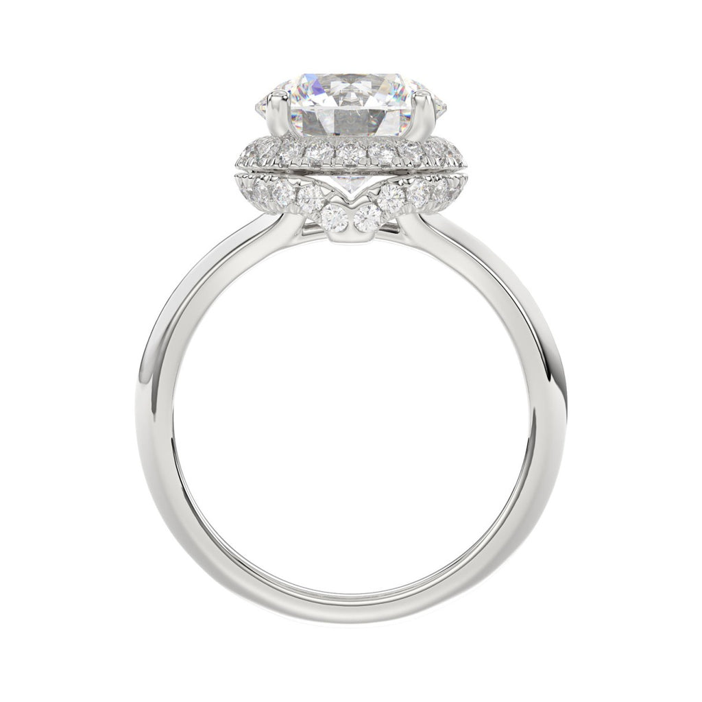 LADIES RING 3 3/8CT ROUND DIAMOND 14K WHITE GOLD (CENTER STONE ROUND DIAMOND 3CT )