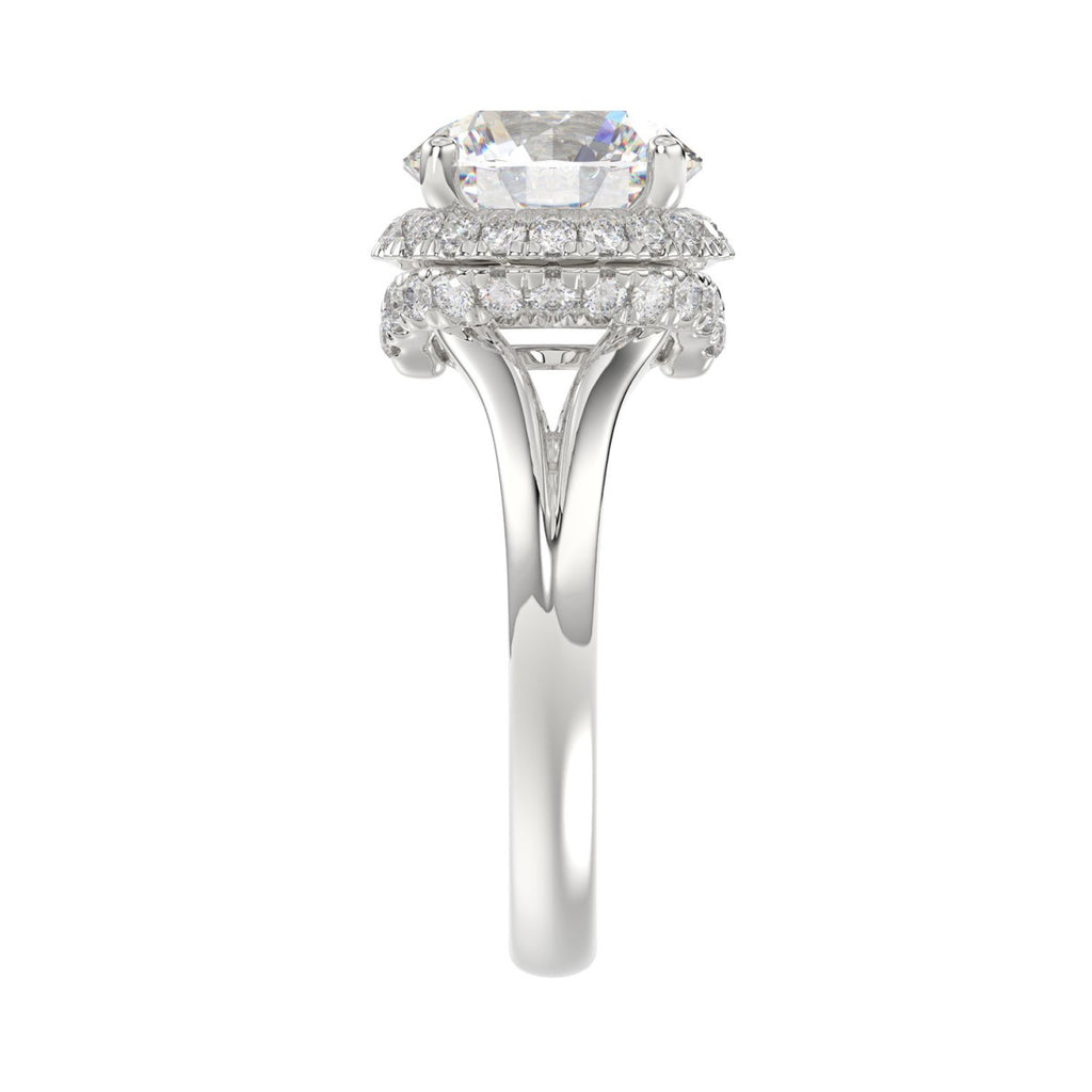 LADIES RING 3 3/8CT ROUND DIAMOND 14K WHITE GOLD (CENTER STONE ROUND DIAMOND 3CT )