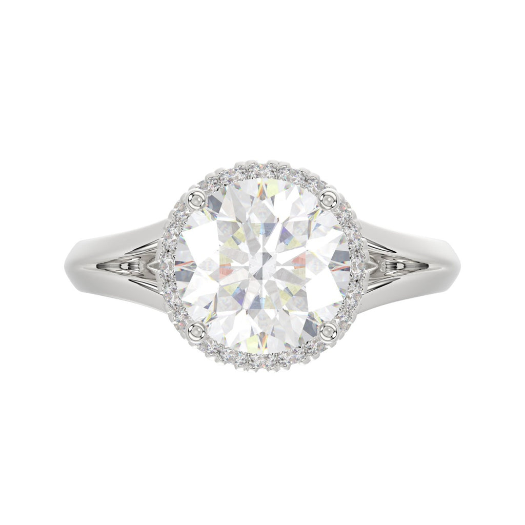 LADIES RING 3 3/8CT ROUND DIAMOND 14K WHITE GOLD (CENTER STONE ROUND DIAMOND 3CT )